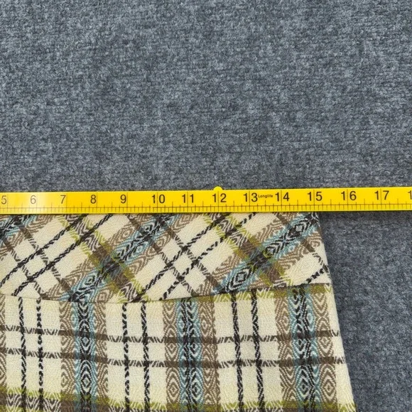 Ann Taylor Loft Petites Wool Blend Plaid Mini Skirt Green Blue Cream Size 6P - Picture 5 of 6